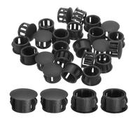 sourcing map 28Pcs 14mm(9/16") Nylon Hole Plugs, Flush Type Panel Round Snap in Fastener Knockout Locking Plugs for Furniture Insert End Caps Panels, Black