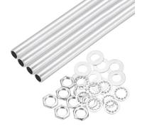 sourcing map 28Pcs 16.5" Lamp Pipe Nipples Kit With Hex Nuts Washers, M10 Fine Threaded Hollow Tube Repair Hardware Fasteners Assortment for Assembly Chandelier Ceiling Lamp DIY, Silver