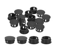 sourcing map 28Pcs 17mm(11/16") Nylon Hole Plugs, Flush Type Panel Round Snap in Fastener Knockout Locking Plugs for Furniture Insert End Caps Panels, Black