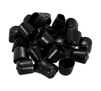 sourcing map 28Pcs Rubber End Caps, 24mm(15/16") ID 34mm(1 11/32") Height Round Screw Thread Protectors Flexible Screw Bolt Covers Caps for Metal Tube Rod Bolt, Black