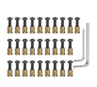 sourcing map 28Sets 1/4-20 x 25/32" Furniture Screw Threaded Inserts for Wood, 1/4 x 19/32" Inserts Nut Bolt Fastener Connector with Hex Socket Drive Mount for Secure Joints