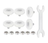 sourcing map 29 mm Drawer Rollers Wheel Cabinet Positioning Sliding with Screw Wrench for File Document Drawers DIY Replacement Parts White, 6 Pcs