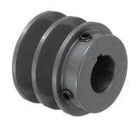 sourcing map 2AK22-7/8 V-Belt Sheave 7/8"Bore 2.2"OD Double Groove Web Sheave Bored-to-Size Sheave, Cast Iron, Belt Section for 4L or A Belt