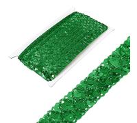 sourcing map 2cm x 13m Sequins Trim Flat Sequin Paillette Ribbon Strip Braid for Crafts, Embellishments, DIY Sewing Costume Green