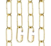 sourcing map 2ft Lighting Hanging Chain, 3mm/0.12" Looping Metal Pendant Chandelier Chain Extension with 2 Quick Link Lock for Hanging Plant Pendant Chandelier Light Fixture, Light Golden