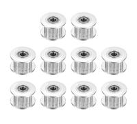 sourcing map 2GT Idler Pulley 20 Teeth 3mm Bore Aluminum Timing Pulley Wheel for 6mm Width 20T Timing Belt for 3D Printer, CNC, Timing Belt-10 Pcs Silver
