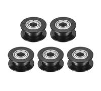 sourcing map 2GT Idler Pulley Toothless 5mm Bore Aluminum Timing Pulley Wheel for 6mm Width Timing Belt for 3D Printer, CNC, Timing Belt-5 Pcs Black