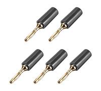 sourcing map 2mm Banana plugs Speaker Wire Cable Plugs Connectors Gold Black 5pcs Jack Connector