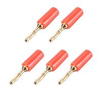 sourcing map 2mm Banana plugs Speaker Wire Cable Plugs Connectors Gold Red 5pcs Jack Connector