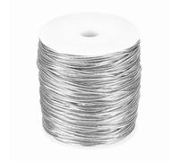 sourcing map 2mm Metallic Elastic Cords, Tinsel Elastic Stretch String Cord Thread Braiding Rope for Craft Making Gift Wrapping Ornaments, Silver Tone, 100m Total