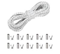 sourcing map 2mm Reflective Guyline Camping Paracord, 65ft Thin Reflective Cord Rope with Cord End Caps for DIY Shoe Laces, Tarp Hiking Tent Camping, White