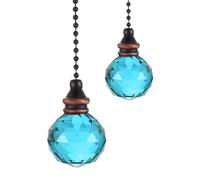 sourcing map 2Pack Ceiling Fan Pull Chain, 12 Inch Decorative Ornaments Crystal Pendant Pull Chain Extension for Ceiling Fans Light Lamp, Blue