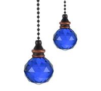 sourcing map 2Pack Ceiling Fan Pull Chain, 12 Inch Decorative Ornaments Crystal Pendant Pull Chain Extension for Ceiling Fans Light Lamp, Dark Blue