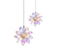 sourcing map 2Pack Ceiling Fan Pull Chain, 24 Inch Decorative Ornaments Crystal Flower Pendant Pull Chain Extender for Ceiling Fans Light Lamp, AB Color
