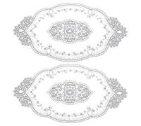 sourcing map 2Pack Retro Lace Placemat 11x20-in Oval Embroidered Table Place Mats French Crochet Doilies Coasters Cup Mat for Home Wedding, Grey