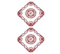 sourcing map 2Pack Retro Lace Placemat 12x12-in Square Embroidered Table Place Mats French Crochet Doilies Coasters Cup Mat for Home Wedding, Wine Red