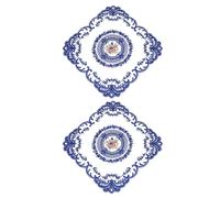 sourcing map 2Pack Retro Lace Placemat 12x12-in Square Embroidered Table Place Mats French Crochet Doilies Coasters Cup Mat for Home Wedding, Dark Blue