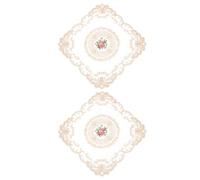 sourcing map 2Pack Retro Lace Placemat 12x12-in Square Embroidered Table Place Mats French Crochet Doilies Coasters Cup Mat for Home Wedding, Apricot
