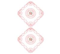 sourcing map 2Pack Retro Lace Placemat 12x12-in Square Embroidered Table Place Mats French Crochet Doilies Coasters Cup Mat for Home Wedding, Pink