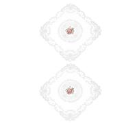 sourcing map 2Pack Retro Lace Placemat 12x12-in Square Embroidered Table Place Mats French Crochet Doilies Coasters Cup Mat for Home Wedding, White