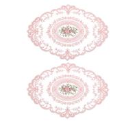sourcing map 2Pack Retro Lace Placemat 12x16-in, Pink | Oval Embroidered Table Place Mats French Crochet Doilies Coasters Cup Mat for Home Wedding