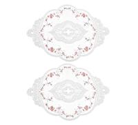 sourcing map 2Pack Retro Lace Placemat 12x17-in Oval Embroidered Table Place Mats French Crochet Doilies Coasters Cup Mat for Home Wedding, White