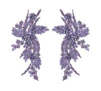 sourcing map 2Pack Rhinestone Applique Patches, 11x7 Inch, Crystal Purple | Lace Embroidery Patches Sew on Rhinestone Beaded Sequins for Sewing Making Dresses Wedding Banquet Evening Gown