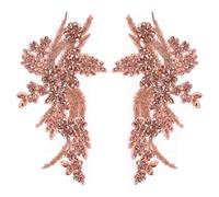 sourcing map 2Pack Rhinestone Applique Patches, 26.5x18 cm Peach Lace Embroidery Patches Sew on Rhinestone Beaded Sequins for Sewing Making Dresses Wedding Banquet Evening Gown Decoration