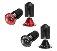 sourcing map 2Pair Bar End Plugs Aluminum Handlebar End Caps Bike Plugs 0.7oz Expanding Locking for MTB Road BMX Fixed Gear Bike, Red Black