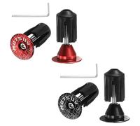sourcing map 2Pair Bike Handlebar End Plugs Aluminum Bar End Caps 16-21mm Adjustment Expanding Locking with Tool for MTB Road BMX Fixed Gear Bike, Red Black