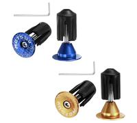 sourcing map 2Pair Bike Handlebar End Plugs Aluminum Bar End Caps 16-21mm Adjustment Expanding Locking with Tool for MTB Road BMX Fixed Gear Bike, Blue Gold