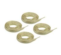 sourcing map 2pair Shiny Flat Shoe Laces, 43" Sparkle Metallic Shoelaces Sequin Shoe Strings for Sneakers Boots Skate Running Shoes, Light Gold