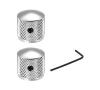 sourcing map 2pcs 0.24 Inch Metal Potentiometer Control Knob for Electric Guitar Bass Volume Tone Knobs Silver Tone
