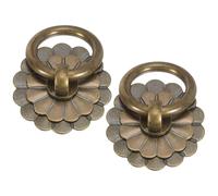 sourcing map 2Pcs 0.98" Inch Brass Drawer Pulls and Knobs, Vintage Ring Drawer Pulls with Screws Flower Shape for Cabinet Dresser Closet Cupboard, Bronze
