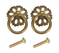 sourcing map 2Pcs 0.98 Inch Brass Drawer Pulls and Knobs, Vintage Ring Drawer Pulls with Screws for Cabinet Dresser Closet Cupboard Hollow Flower Shape, Bronze