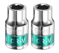 sourcing map 2pcs 1/2" Drive 6 Points Socket 10mm Metric Shallow Impact Socket CR-V Steel Flip Socket Spindle Axle Nut Impact Socket for Home Auto Hex Nuts Bolts Repair, Silver Green