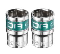 sourcing map 2pcs 1/2" Drive 6 Points Socket 19mm Metric Shallow Impact Socket CR-V Steel Flip Socket Spindle Axle Nut Impact Socket for Home Auto Hex Nuts Bolts Repair, Silver Green