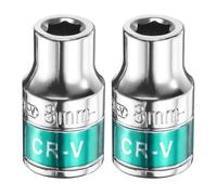 sourcing map 2pcs 1/2" Drive 6 Points Socket 8mm Metric Shallow Impact Socket CR-V Steel Flip Socket Spindle Axle Nut Impact Socket for Home Auto Hex Nuts Bolts Repair, Silver Green