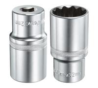 sourcing map 2pcs 1/2" Drive by 10mm 12-Point Shallow Socket 38mm Length Metric Spline Socket
