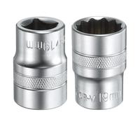 sourcing map 2pcs 1/2" Drive by 19mm 12-Point Shallow Socket 38mm Length Metric Spline Socket
