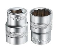 sourcing map 2pcs 1/2" Drive by 20mm 12-Point Shallow Socket 38mm Length Metric Spline Socket