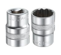 sourcing map 2pcs 1/2" Drive by 21mm 12-Point Shallow Socket 38mm Length Metric Spline Socket