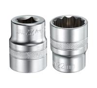 sourcing map 2pcs 1/2" Drive by 22mm 12-Point Shallow Socket 38mm Length Metric Spline Socket