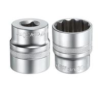 sourcing map 2pcs 1/2" Drive by 30mm 12-Point Shallow Socket 44mm Length Metric Spline Socket