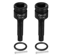 sourcing map 2pcs 1/2" Drive Impact Hex Bit Socket 10mm Metric CR-MO Steel 6-Point Sockets with Cotter Pin for Power Drill Drivers Adapter