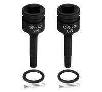 sourcing map 2pcs 1/2" Drive M9 Triple Square Impact Spline Bit Socket 9mm CR-MO Steel 12-Point Triple Square Sockets with Cotter Pin and O-Ring for Power Drill Drivers Adapter