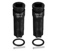 sourcing map 2pcs 1/2" Drive Torx Bit Socket T100 Impact 6 Point Star Bit Sockets CR-MO Steel with Cotter Pin and O-Ring for Power Drill Drivers Garage Workshop Adapter