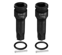 sourcing map 2pcs 1/2" Drive Torx Bit Socket T80 Impact 6 Point Star Bit Sockets CR-MO Steel with Cotter Pin and O-Ring for Power Drill Drivers Garage Workshop Adapter