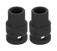 sourcing map 2pcs 1/2" Drive x 12mm Shallow Impact Socket 12-Point Metric CR-V Steel Spindle Nut Impact Flip Sleeve for Home Auto Nuts Bolts Repair