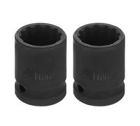 sourcing map 2pcs 1/2" Drive x 21mm Shallow Impact Socket 12-Point Metric CR-V Steel Spindle Nut Impact Flip Sleeve for Home Auto Nuts Bolts Repair